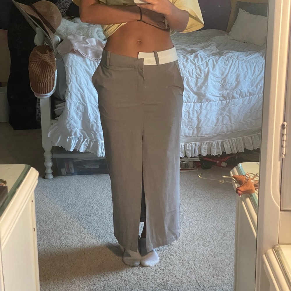 Zara gray mid rise trouser skirt with tiered waistline